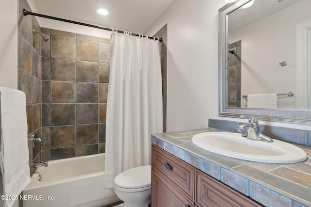 1193 Queens Harbor Blvd, Jacksonville, FL 32225 - full bathroom with recessed lighting, toilet, vanity, and shower / bath combination with curtain