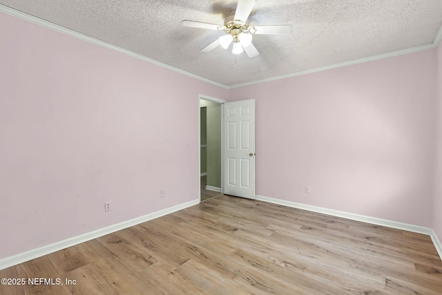 7552 Pottsburg Landing Dr, Jacksonville, FL 32216 - spare room with baseboards, light wood-style flooring, ornamental molding, and a textured ceiling