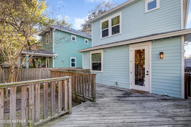 deck featuring fence