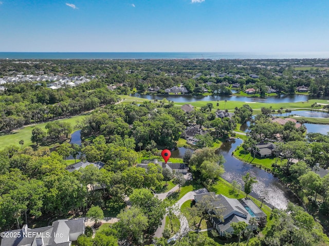 6260 Highlands Ct, Ponte Vedra Beach, FL 32082 - aerial overview of property's location with a large body of water, a tree filled landscape, and nearby suburban area