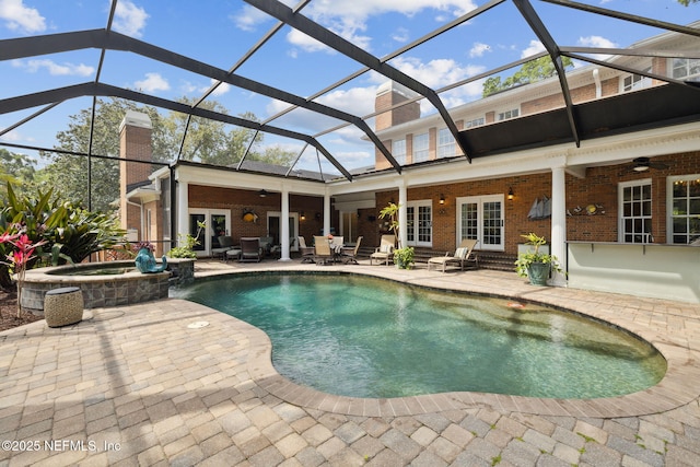 6260 Highlands Ct, Ponte Vedra Beach, FL 32082 - view of swimming pool with a ceiling fan, a patio, and french doors