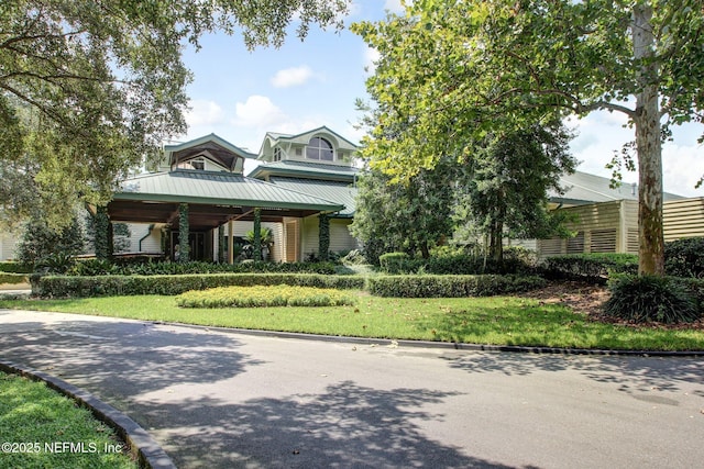 6260 Highlands Ct, Ponte Vedra Beach, FL 32082 - view of front of home featuring a gazebo, a front yard, and metal roof