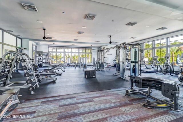 75586 Pondside Ln, Yulee, FL 32097 - workout area with ceiling fan and visible vents