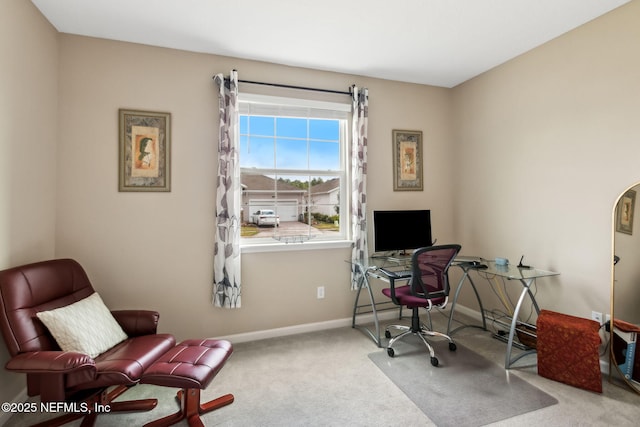 75586 Pondside Ln, Yulee, FL 32097 - home office with carpet floors, arched walkways, and baseboards