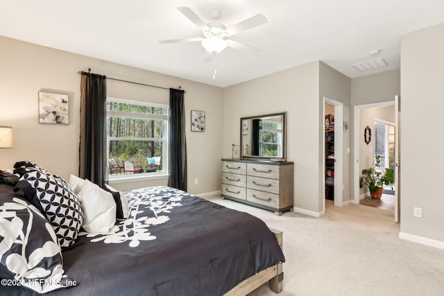 75586 Pondside Ln, Yulee, FL 32097 - bedroom with carpet flooring, a ceiling fan, baseboards, and visible vents