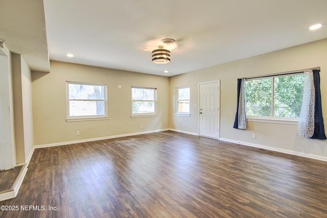 10568 Lake View Rd E, Jacksonville, FL 32225 - interior space with baseboards, visible vents, recessed lighting, and dark wood-type flooring