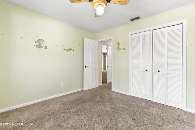 3387 Guernsey Ct, Jacksonville, FL 32226 - unfurnished bedroom featuring baseboards, visible vents, carpet floors, and a closet