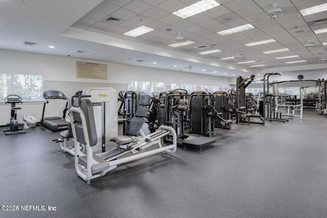 745 Austin Pl, Saint Johns, FL 32259 - exercise room featuring plenty of natural light and a drop ceiling