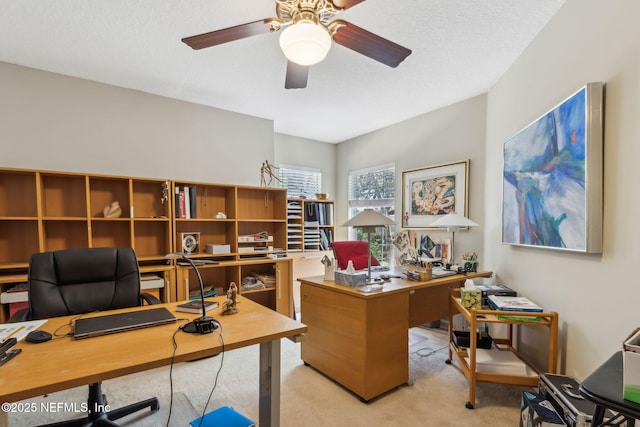 95062 Mackinas Cir, Fernandina Beach, FL 32034 - carpeted office space with a textured ceiling and ceiling fan