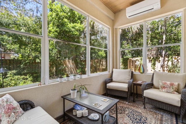 95062 Mackinas Cir, Fernandina Beach, FL 32034 - sunroom / solarium with a wall unit AC, a textured wall, and plenty of natural light