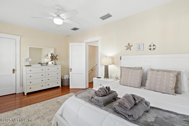 29 Grant St, Saint Augustine, FL 32084 - bedroom with wood finished floors and ceiling fan