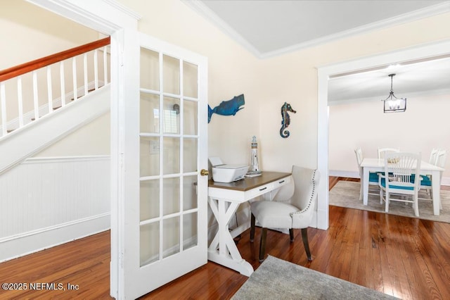 29 Grant St, Saint Augustine, FL 32084 - home office featuring crown molding and wood finished floors