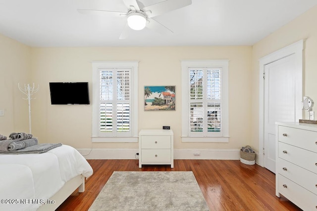 29 Grant St, Saint Augustine, FL 32084 - bedroom with wood finished floors, baseboards, and ceiling fan