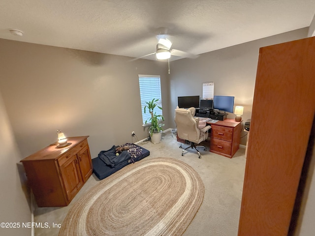 3118 Steeple Pine Ct, Middleburg, FL 32068 - office space with light colored carpet, a ceiling fan, and a textured ceiling