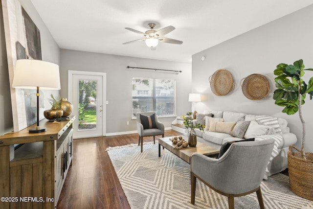 542 Southbranch Dr, Saint Johns, FL 32259 - living area featuring baseboards, dark wood finished floors, and ceiling fan