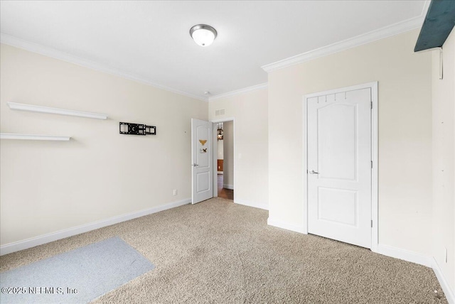 94245 Palm Cir W, Fernandina Beach, FL 32034 - unfurnished bedroom with baseboards, crown molding, and carpet