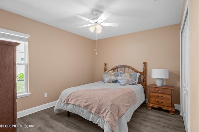 116 Providence Dr, Saint Augustine, FL 32092 - bedroom with a ceiling fan, baseboards, and wood finished floors