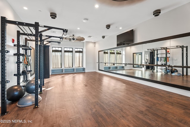 116 Providence Dr, Saint Augustine, FL 32092 - exercise area with baseboards, wood finished floors, and recessed lighting