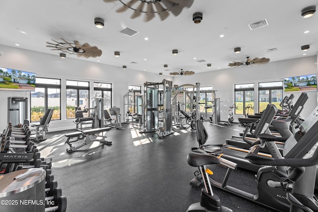 116 Providence Dr, Saint Augustine, FL 32092 - exercise room with plenty of natural light, visible vents, and recessed lighting