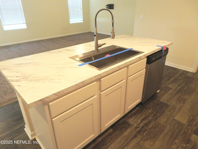 3282 Little Fawn Ln, Green Cove Springs, FL 32043 - kitchen featuring dishwasher, light countertops, a sink, and dark wood finished floors