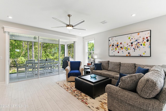 212 Fawnwood St, Saint Johns, FL 32259 - living area featuring ceiling fan, visible vents, recessed lighting, and wood finished floors