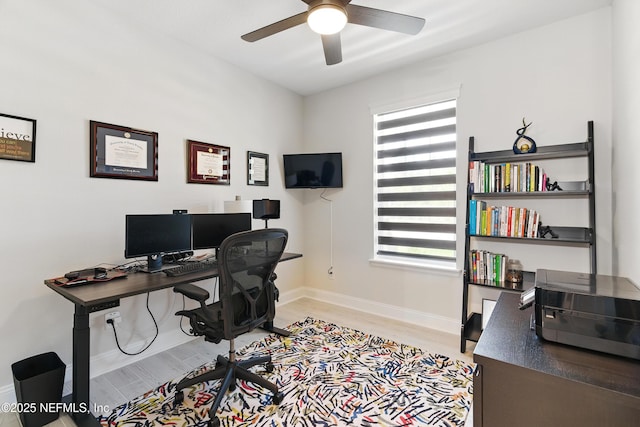 212 Fawnwood St, Saint Johns, FL 32259 - office featuring baseboards, ceiling fan, a healthy amount of sunlight, and light wood finished floors