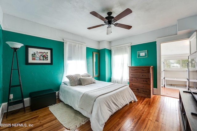 2855 Post St, Jacksonville, FL 32205 - bedroom with baseboards, ceiling fan, and hardwood / wood-style floors