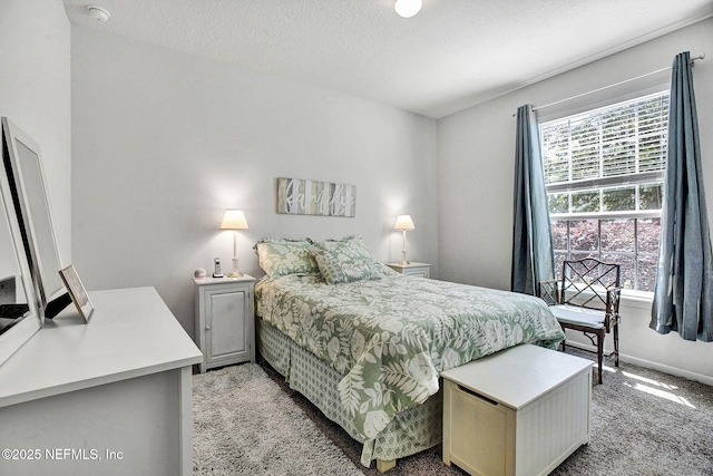 12424 Shady Bridge Trl, Jacksonville, FL 32258 - bedroom featuring a textured ceiling, light colored carpet, and baseboards
