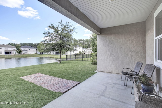 12424 Shady Bridge Trl, Jacksonville, FL 32258 - view of yard with a water view, a residential view, fence, and a patio