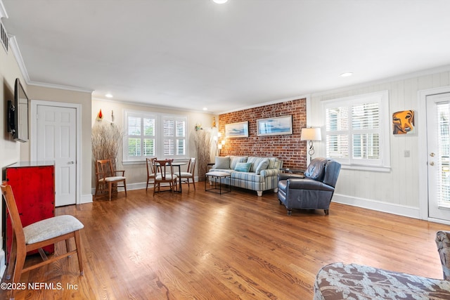 819 Lasalle St Unit 819, Jacksonville, FL 32207 - living area featuring crown molding, baseboards, and wood finished floors