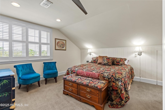 819 Lasalle St Unit 819, Jacksonville, FL 32207 - bedroom with light carpet, baseboards, visible vents, and lofted ceiling