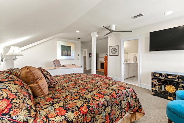 819 Lasalle St Unit 819, Jacksonville, FL 32207 - bedroom featuring carpet flooring, lofted ceiling, baseboards, visible vents, and recessed lighting