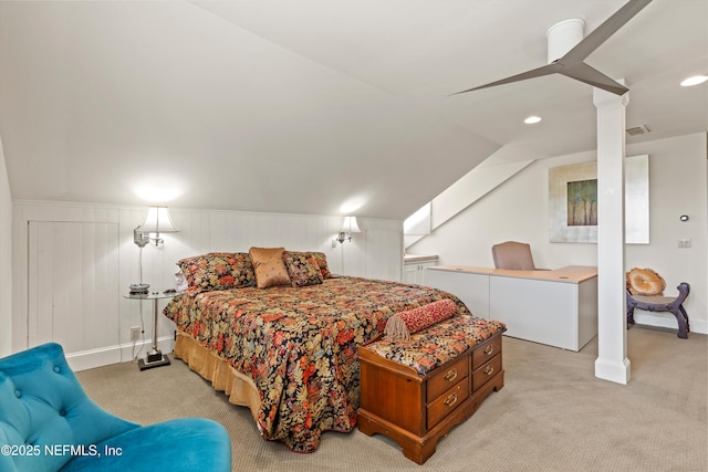819 Lasalle St Unit 819, Jacksonville, FL 32207 - bedroom featuring visible vents, vaulted ceiling, and light colored carpet