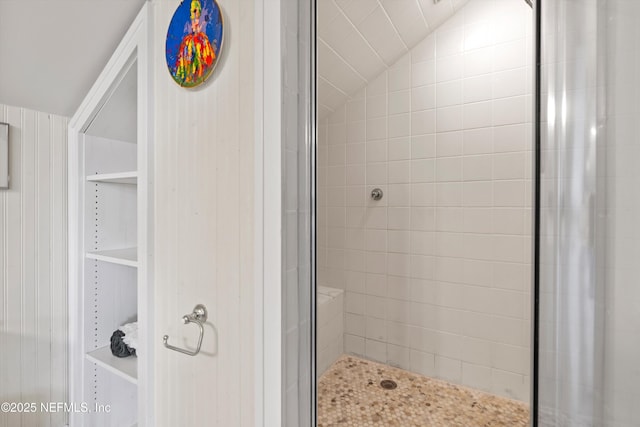 819 Lasalle St Unit 819, Jacksonville, FL 32207 - bathroom with a stall shower and vaulted ceiling