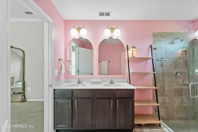 14 Balmoral Castle Dr, Saint Johns, FL 32259 - bathroom with a sink, visible vents, a shower stall, and ensuite bath