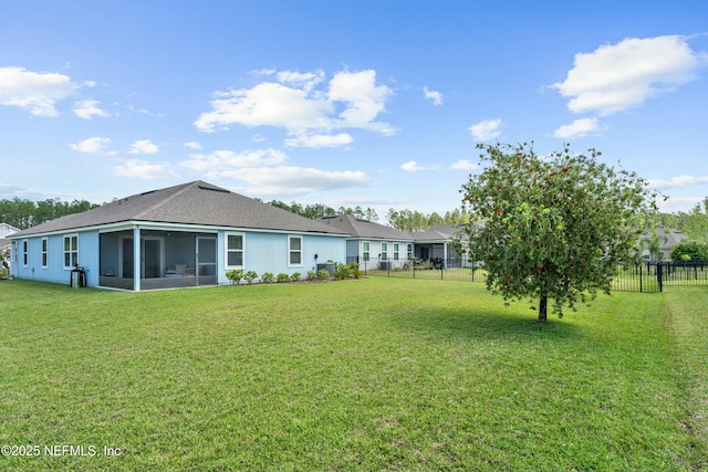 14 Balmoral Castle Dr, Saint Johns, FL 32259 - back of property with a yard, a fenced backyard, and a sunroom