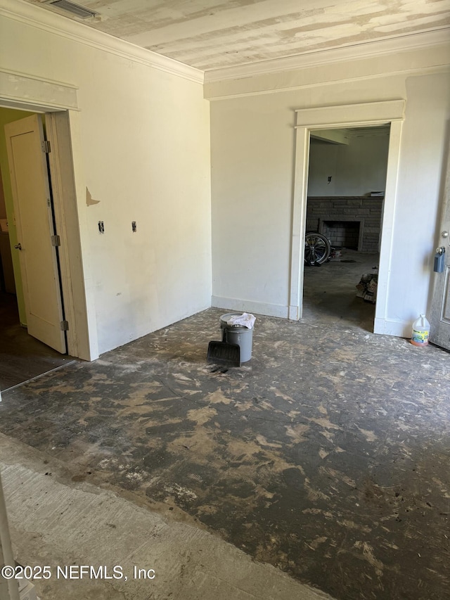 1103 Palm Cir, Jacksonville Beach, FL 32250 - interior space with a fireplace and crown molding