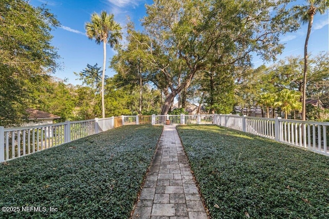 view of yard featuring fence