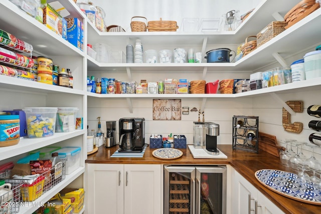 storage area with wine cooler