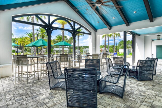 270 King George Ave, Saint Augustine, FL 32092 - view of patio / terrace with ceiling fan and a lanai