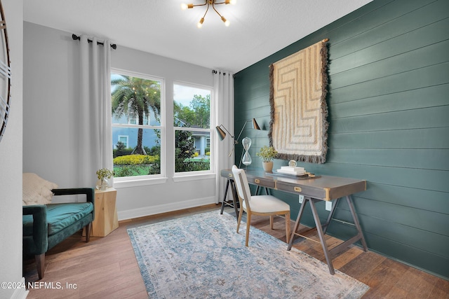 101 Glenhurst Ave, Ponte Vedra, FL 32081 - home office with baseboards, a textured ceiling, and wood finished floors
