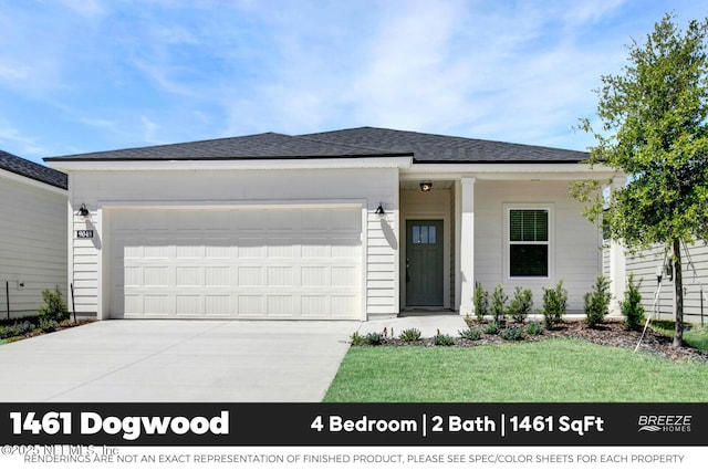 9048 Whinny Way, Jacksonville, FL 32219 - view of front of home featuring driveway, a garage, a front yard, and roof with shingles