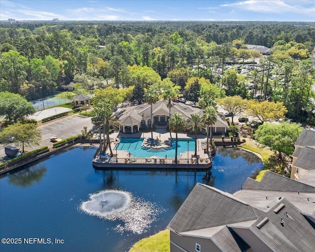 bird's eye view with a forest view