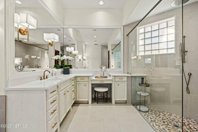 113 Cutter Ct, Ponte Vedra Beach, FL 32082 - bathroom featuring vanity, tile patterned floors, and a shower stall