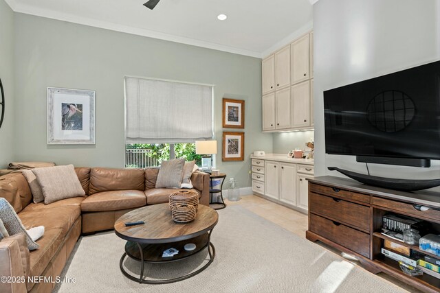113 Cutter Ct, Ponte Vedra Beach, FL 32082 - living area featuring baseboards, ornamental molding, and light tile patterned floors