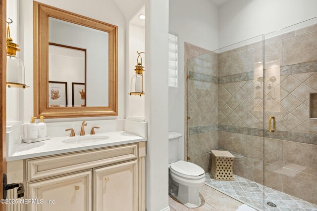 113 Cutter Ct, Ponte Vedra Beach, FL 32082 - full bathroom featuring toilet, a shower stall, tile patterned flooring, and vanity