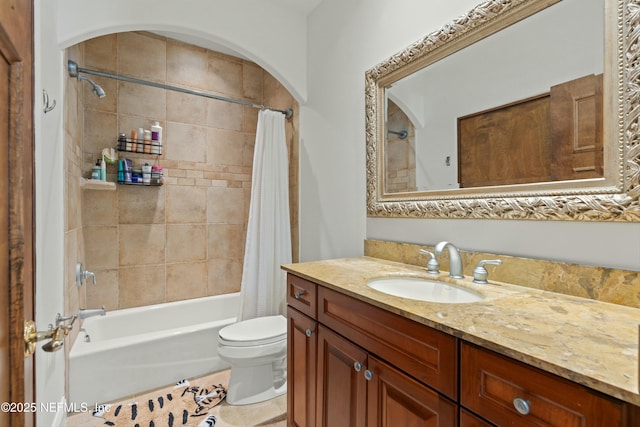113 Cutter Ct, Ponte Vedra Beach, FL 32082 - full bathroom with toilet, shower / bathtub combination with curtain, tile patterned flooring, and vanity