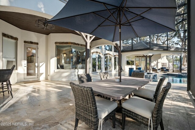 113 Cutter Ct, Ponte Vedra Beach, FL 32082 - view of patio / terrace featuring outdoor dining area and a pool with connected hot tub