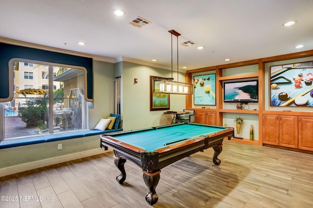 8539 Gate Pkwy W Unit 1121, Jacksonville, FL 32216 - game room with billiards, light wood finished floors, and crown molding