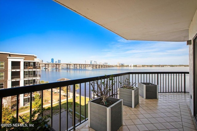 balcony with a water view